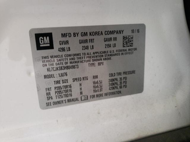Photo 10 from auction – 2017 CHEVROLET TRAX LS with VIN KL7CJKSB3HB049873