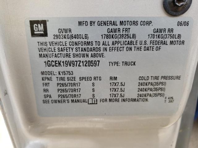 Photo 10 from auction – 2007 CHEVROLET SILVERADO with VIN 1GCEK19V97Z120597