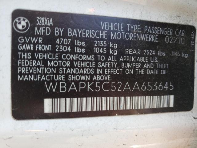Photo 10 from auction – 2010 BMW 328 XI SUL with VIN WBAPK5C52AA653645