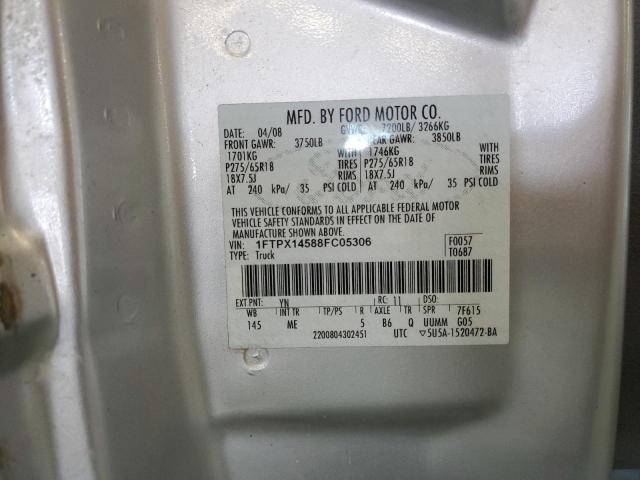 Photo 10 from auction – 2008 FORD F150 with VIN 1FTPX14588FC05306