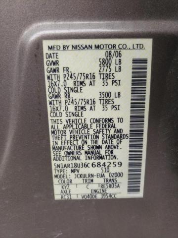 Photo 10 from auction – 2006 NISSAN PATHFINDER with VIN 5N1AR18U36C684259