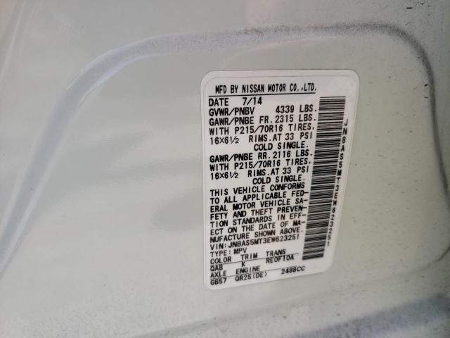 Photo 10 from auction – 2014 NISSAN ROGUE SELE with VIN JN8AS5MT3EW623251