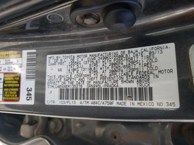 Photo 10 from auction – 2014 TOYOTA TACOMA DOU with VIN 3TMLU4ENXEM135276