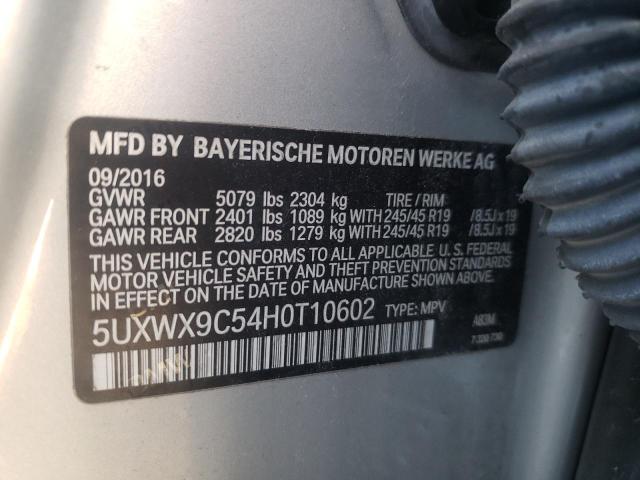 Photo 10 from auction – 2017 BMW X3 XDRIVE2 with VIN 5UXWX9C54H0T10602