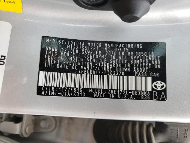 Photo 10 from auction – 2015 TOYOTA COROLLA L with VIN 5YFBURHE4FP363370