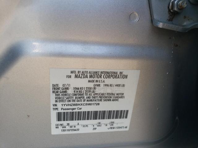 Photo 10 from auction – 2012 MAZDA 6 I with VIN 1YVHZ8BHXC5M01728