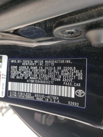 Photo 10 from auction – 2013 TOYOTA AVALON BAS with VIN 4T1BK1EB4DU024217