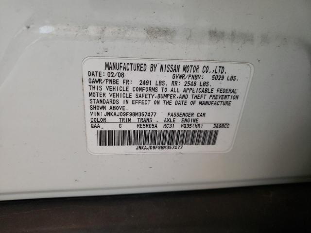 Photo 10 from auction – 2008 INFINITI EX35 BASE with VIN JNKAJ09F98M357477