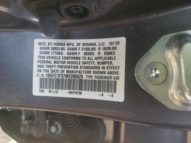 Photo 10 from auction – 2021 HONDA CIVIC EX with VIN 19XFC1F37ME200525