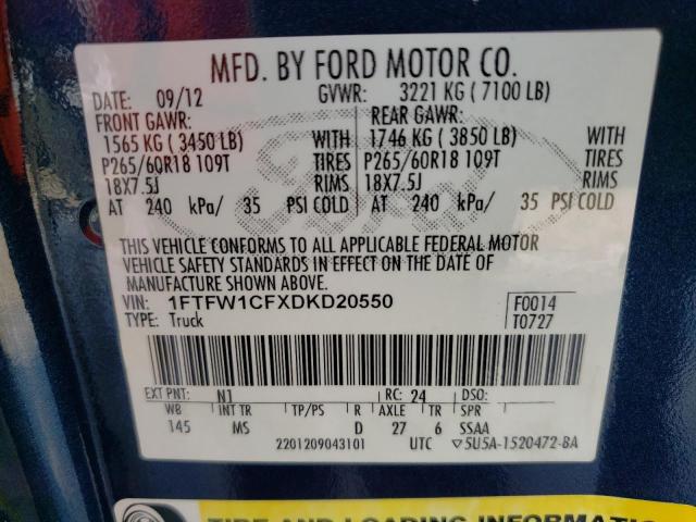 Photo 10 from auction – 2013 FORD F150 SUPER with VIN 1FTFW1CFXDKD20550