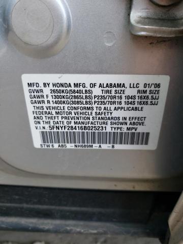Photo 10 from auction – 2006 HONDA PILOT EX with VIN 5FNYF28416B025231
