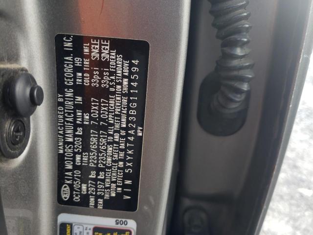 Photo 10 from auction – 2011 KIA SORENTO BA with VIN 5XYKT4A23BG114594