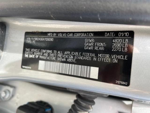 Photo 10 from auction – 2010 VOLVO S80 3.2 with VIN YV1982AS6A1126090