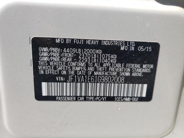 Photo 10 from auction – 2016 SUBARU WRX PREMIU with VIN JF1VA1E61G9802008