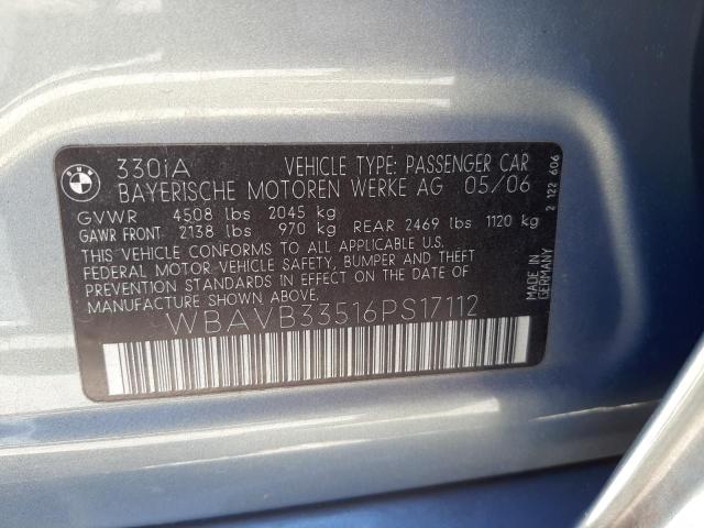 Photo 10 from auction – 2006 BMW 330 I with VIN WBAVB33516PS17112