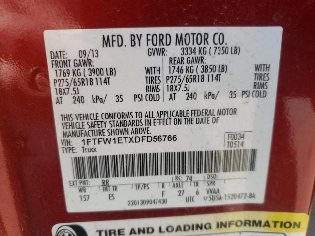 Photo 10 from auction – 2013 FORD F150 SUPER with VIN 1FTFW1ETXDFD56766