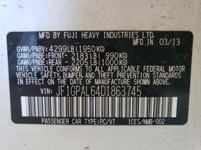 Photo 10 from auction – 2013 SUBARU IMPREZA SP with VIN JF1GPAL64D1863745