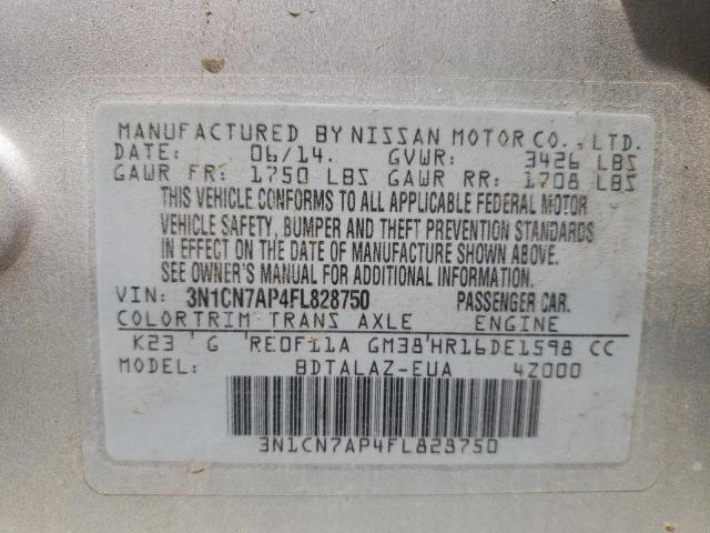 Photo 10 from auction – 2015 NISSAN VERSA S with VIN 3N1CN7AP4FL828750