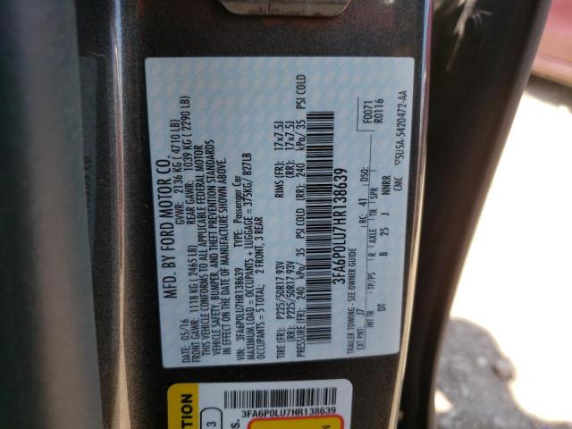 Photo 10 from auction – 2017 FORD FUSION SE with VIN 3FA6P0LU7HR138639