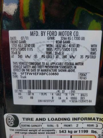 Photo 10 from auction – 2011 FORD F150 SUPER with VIN 1FTFW1EFXBFC33850