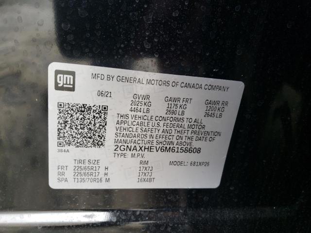 Photo 10 from auction – 2021 CHEVROLET EQUINOX LS with VIN 2GNAXHEV6M6158608