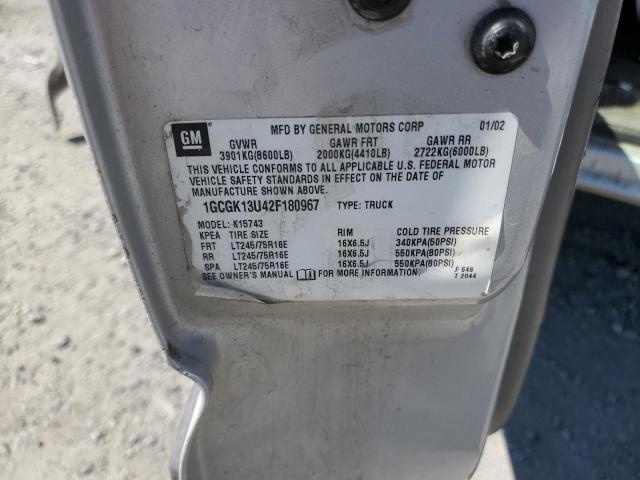 Photo 10 from auction – 2002 CHEVROLET SILVERADO with VIN 1GCGK13U42F180967