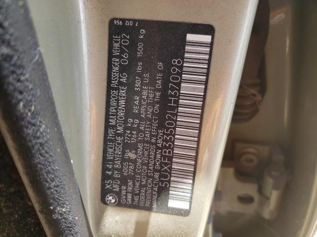 Photo 10 from auction – 2002 BMW X5 4.4I with VIN 5UXFB33502LH37098