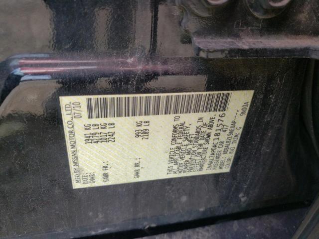 Photo 10 from auction – 2010 NISSAN ALTIMA with VIN 1N4AL2AP0AC181576