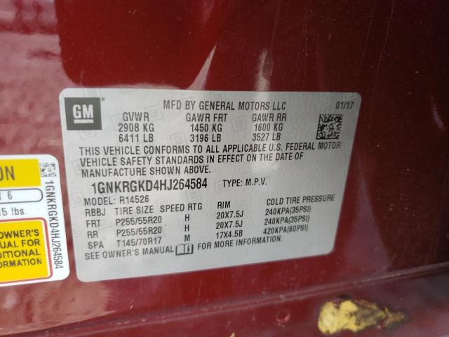 Photo 10 from auction – 2017 CHEVROLET TRAVERSE L with VIN 1GNKRGKD4HJ264584