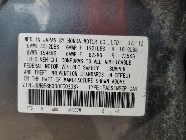 Photo 10 from auction – 2013 HONDA FIT with VIN JHMGE8H33DC002387