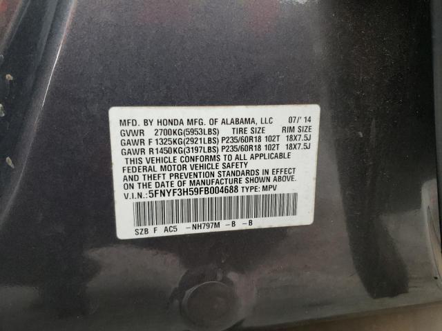 Photo 10 from auction – 2015 HONDA PILOT EXL with VIN 5FNYF3H59FB004688