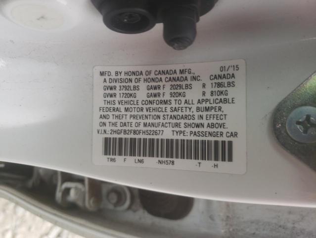 Photo 10 from auction – 2015 HONDA CIVIC EX with VIN 2HGFB2F80FH522677