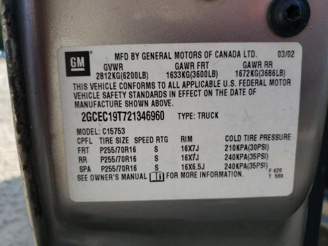 Photo 10 from auction – 2002 CHEVROLET SILVERADO with VIN 2GCEC19T721346960