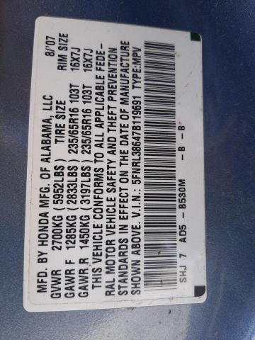 Photo 10 from auction – 2007 HONDA ODYSSEY EX with VIN 5FNRL38647B119691