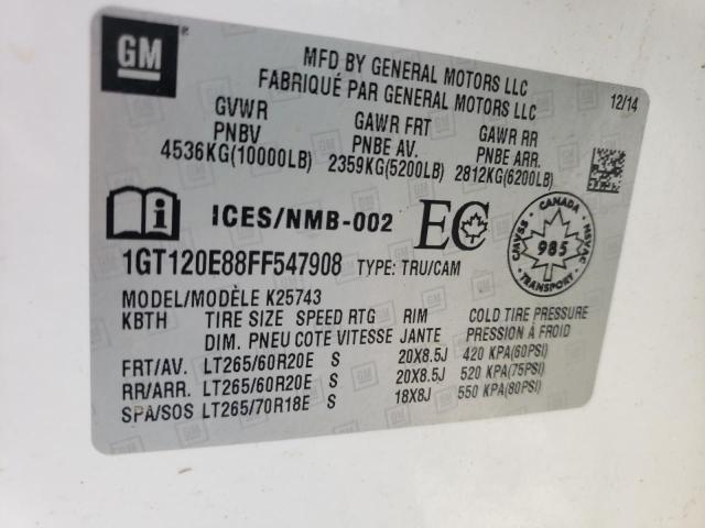 Photo 10 from auction – 2015 GMC SIERRA K25 with VIN 1GT120E88FF547908