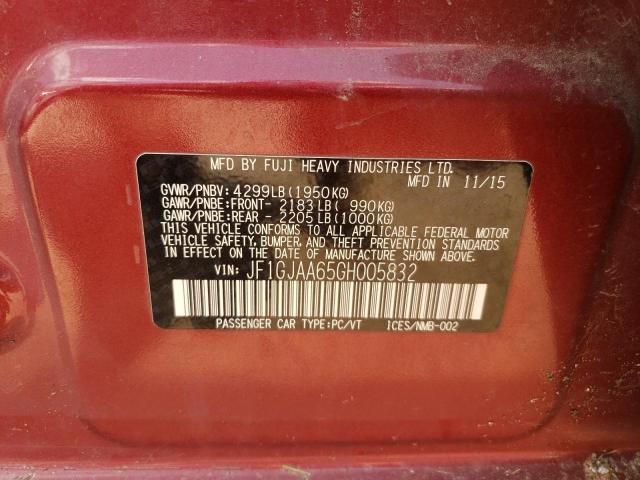 Photo 10 from auction – 2016 SUBARU IMPREZA with VIN JF1GJAA65GH005832