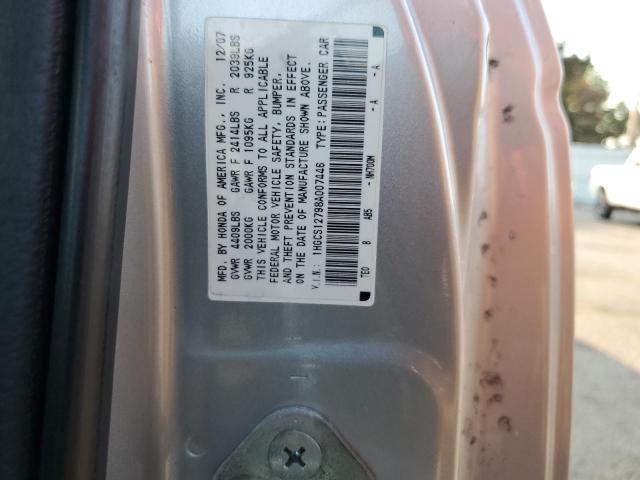 Photo 10 from auction – 2008 HONDA ACCORD EX with VIN 1HGCS12798A007446