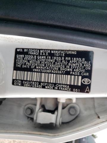 Photo 10 from auction – 2015 TOYOTA YARIS with VIN VNKKTUD36FA055977
