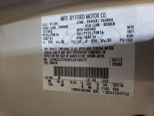 Photo 10 from auction – 2005 FORD EXPLORER S with VIN 1FMZU77KX5UB18077