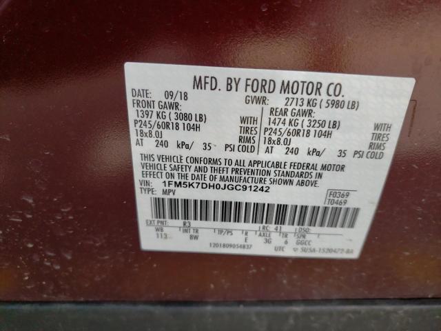 Photo 10 from auction – 2018 FORD EXPLORER X with VIN 1FM5K7DH0JGC91242