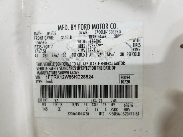 Photo 10 from auction – 2006 FORD F150 with VIN 1FTRX12W86KD28824