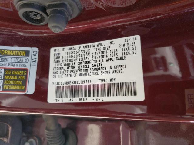 Photo 10 from auction – 2014 HONDA CR-V LX with VIN 5J6RM3H38EL026552