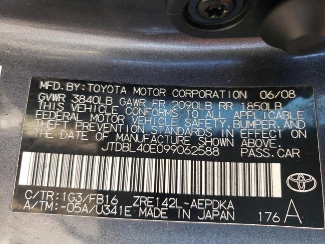 Photo 10 from auction – 2009 TOYOTA COROLLA with VIN JTDBL40E099062588