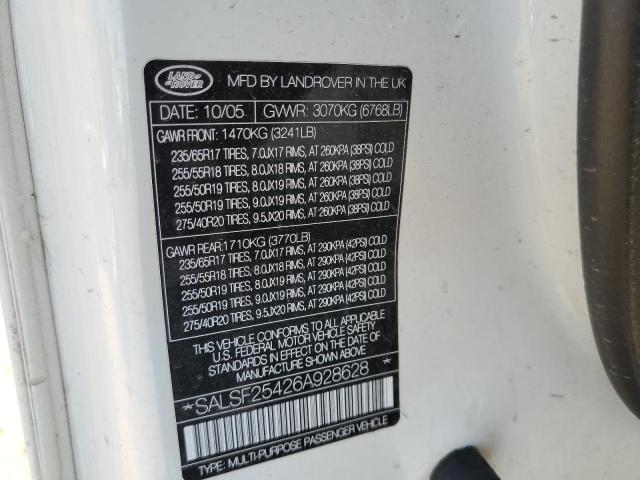 Photo 10 from auction – 2006 LAND ROVER RANGE ROVE with VIN SALSF25426A928628