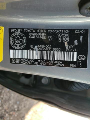 Photo 10 from auction – 2004 LEXUS ES 330 with VIN JTHBA30G640018852