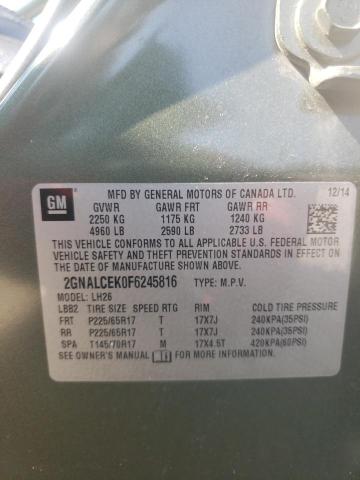 Photo 10 from auction – 2015 CHEVROLET EQUINOX LT with VIN 2GNALCEK0F6245816