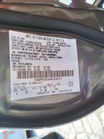 Photo 10 from auction – 2004 FORD TAURUS SE with VIN 1FAFP53U34A154211