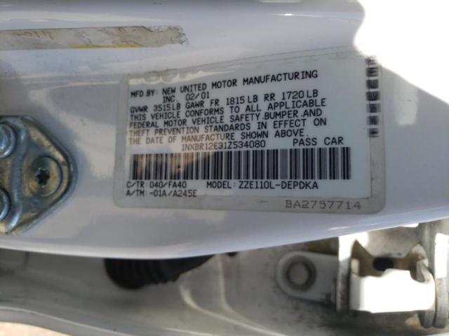 Photo 10 from auction – 2001 TOYOTA COROLLA CE with VIN 1NXBR12E31Z534080
