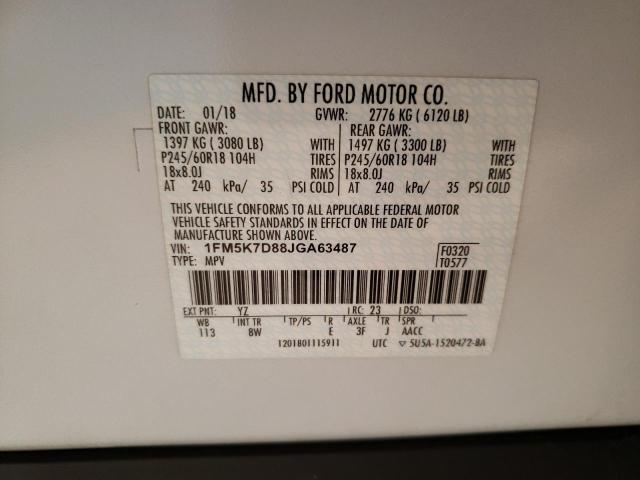 Photo 10 from auction – 2018 FORD EXPLORER X with VIN 1FM5K7D88JGA63487