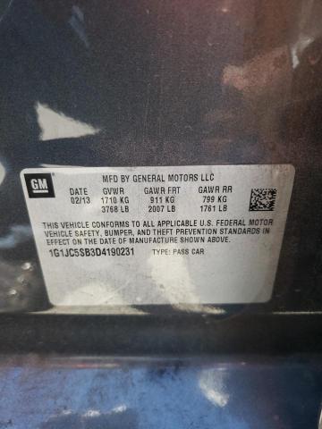 Photo 10 from auction – 2013 CHEVROLET SONIC LT with VIN 1G1JC5SB3D4190231